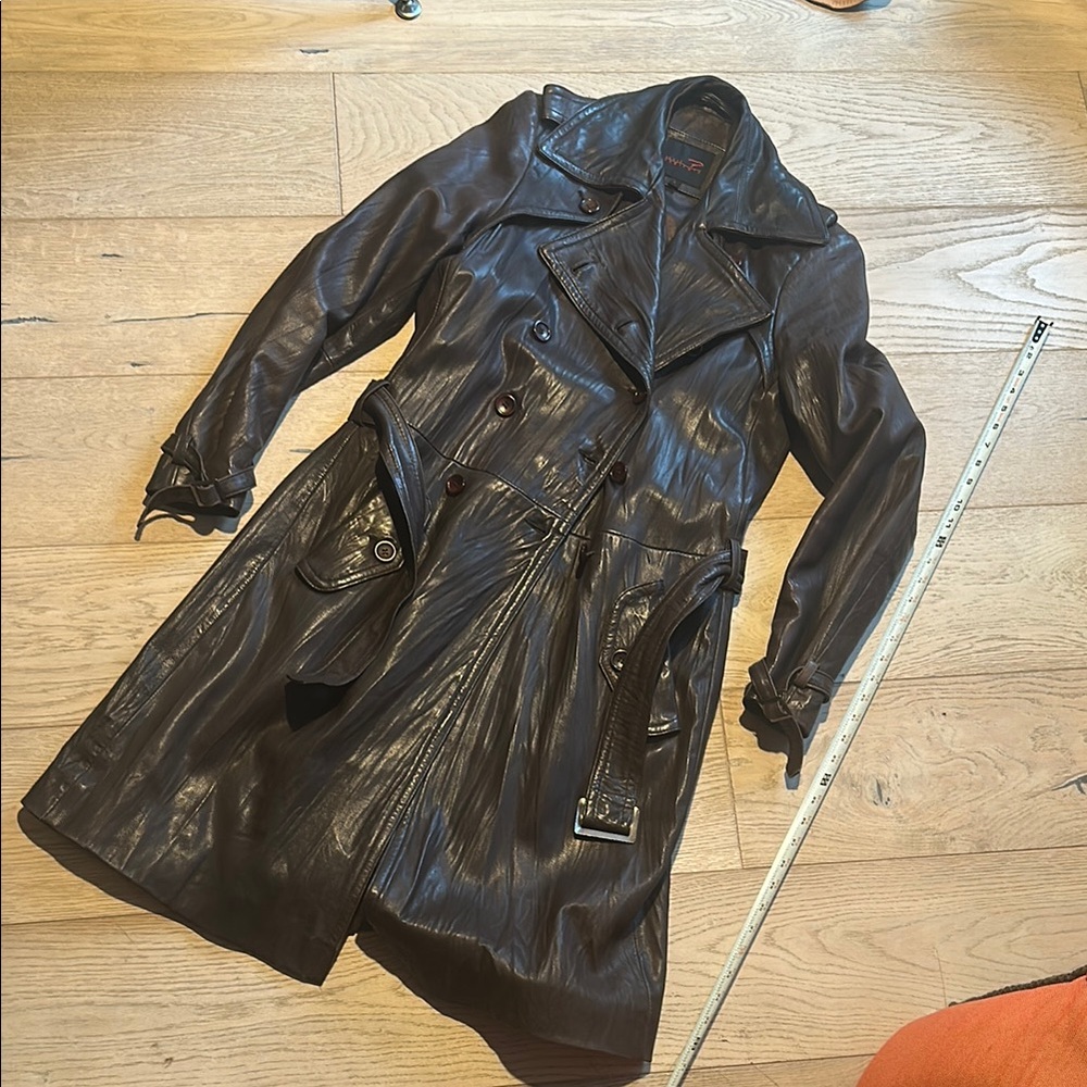 Woman’s Brown Leather Trench Coat